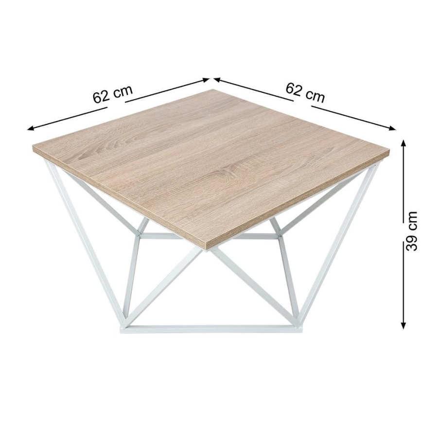 Mesa de centro CURVED 62x62 cm branco/castanho