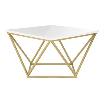 Mesa de centro CURVED 62x62 cm latão/branco