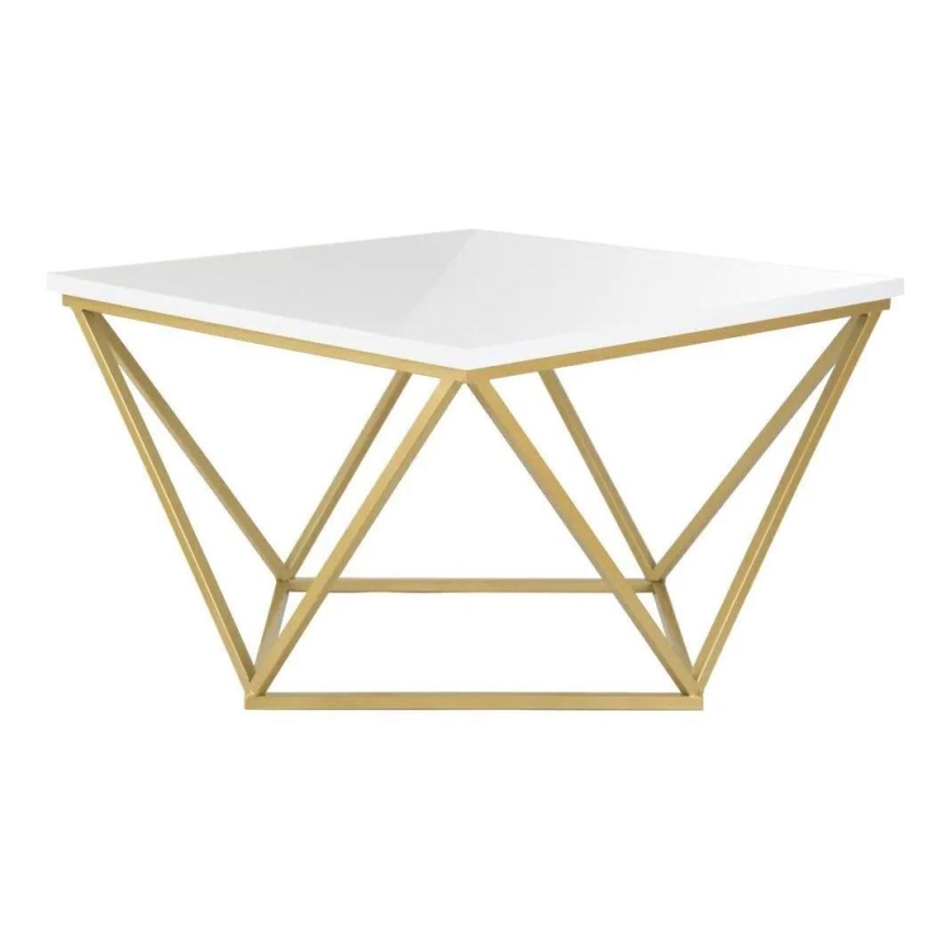 Mesa de centro CURVED 62x62 cm latão/branco