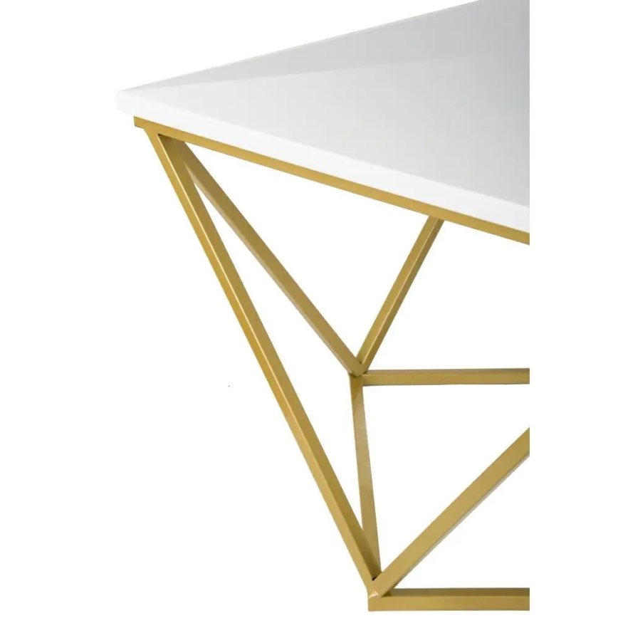 Mesa de centro CURVED 62x62 cm latão/branco