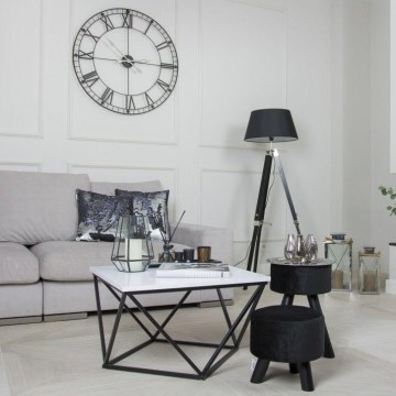 Mesa de centro CURVED 62x62 cm preto/branco
