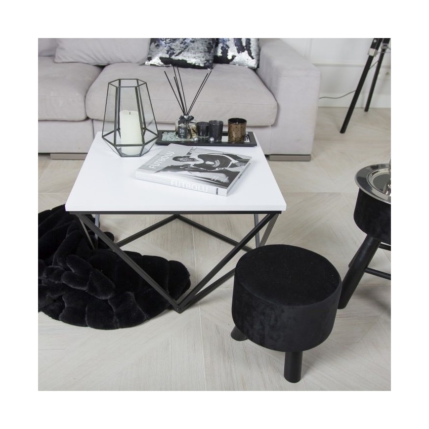 Mesa de centro CURVED 62x62 cm preto/branco