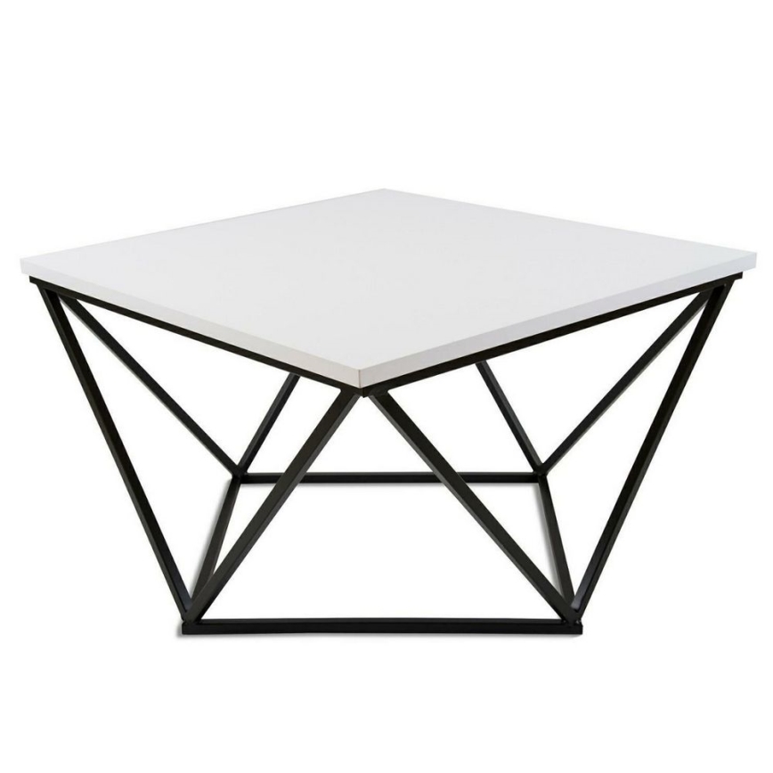 Mesa de centro CURVED 62x62 cm preto/branco