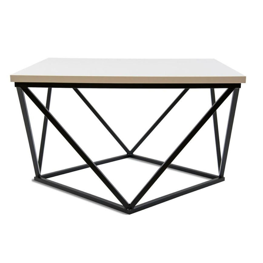 Mesa de centro CURVED 62x62 cm preto/branco