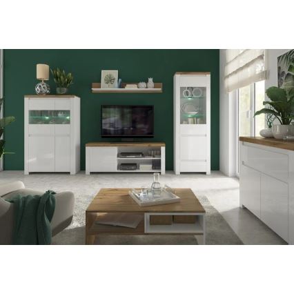 Mesa de centro DAMINO 35,5x90 cm castanho/branco
