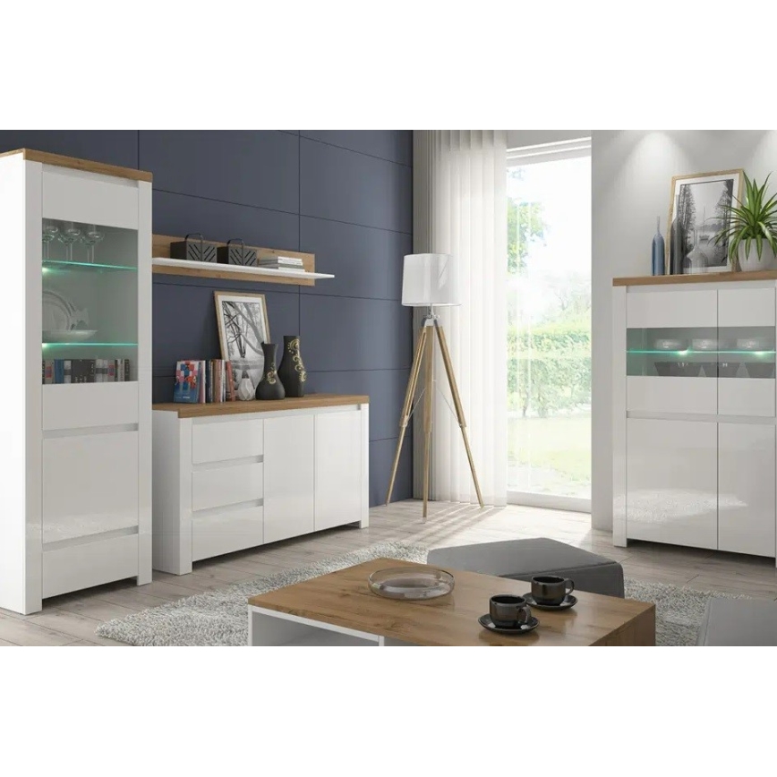 Mesa de centro DAMINO 35,5x90 cm castanho/branco