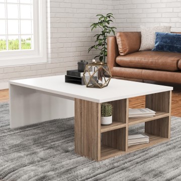 Mesa de centro DEFNE 34x90 cm branco/castanho