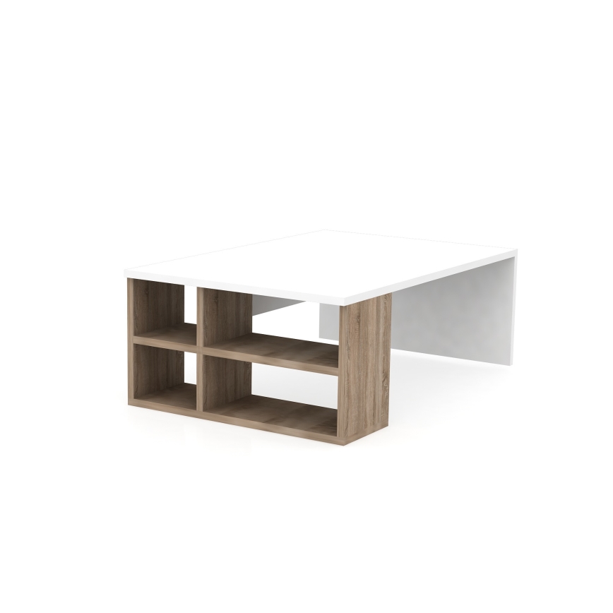 Mesa de centro DEFNE 34x90 cm branco/castanho