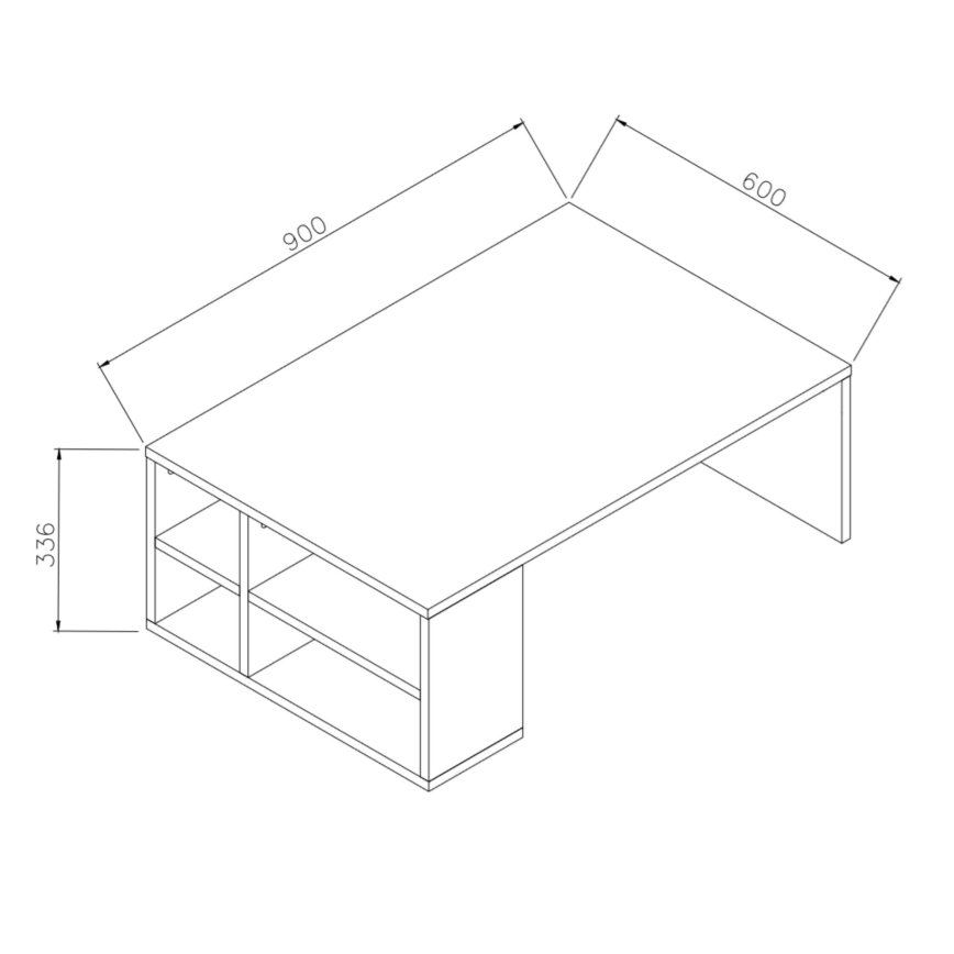 Mesa de centro DEFNE 34x90 cm branco/castanho