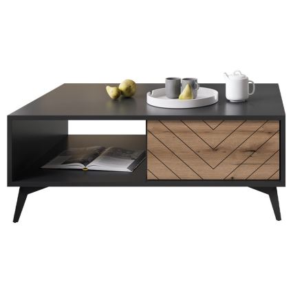 Mesa de centro DIAMOND 40x104 cm preto/castanho