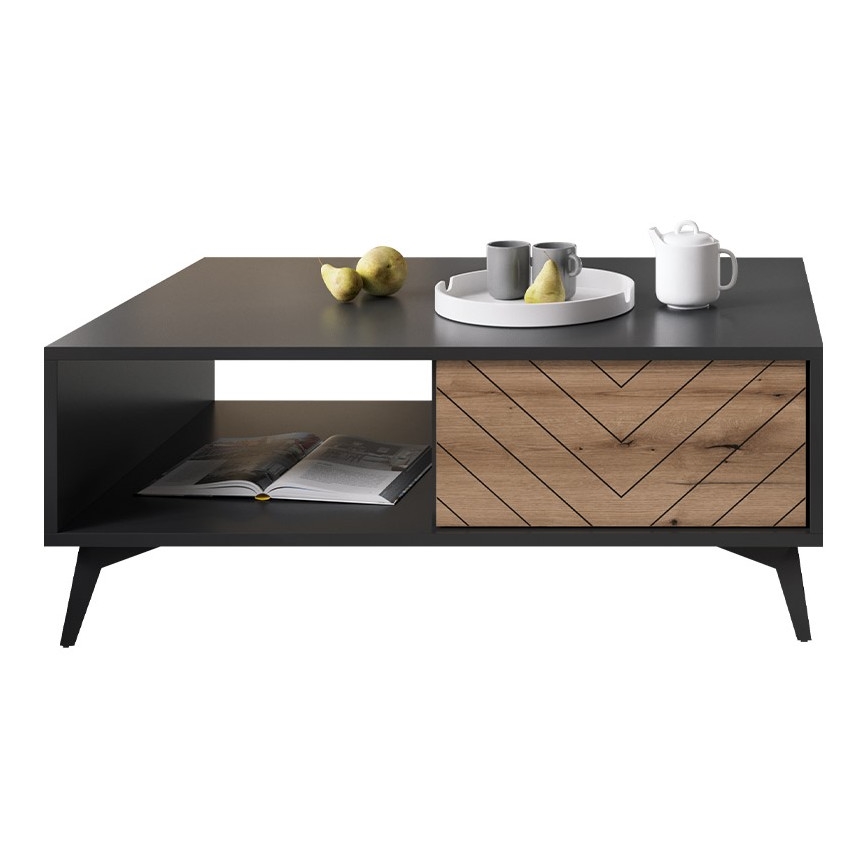 Mesa de centro DIAMOND 40x104 cm preto/castanho