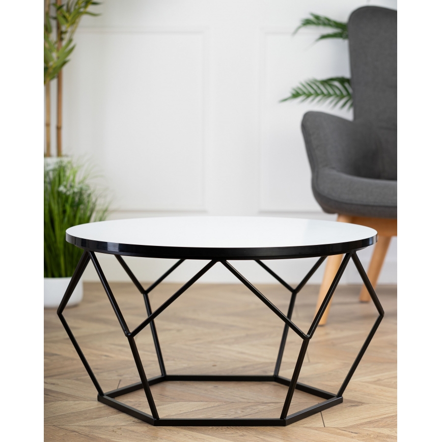 Mesa de centro DIAMOND 40x70 cm branco/preto