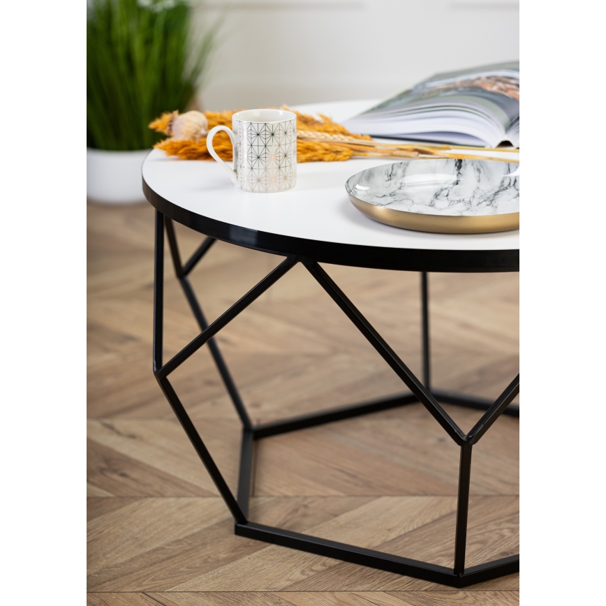 Mesa de centro DIAMOND 40x70 cm branco/preto