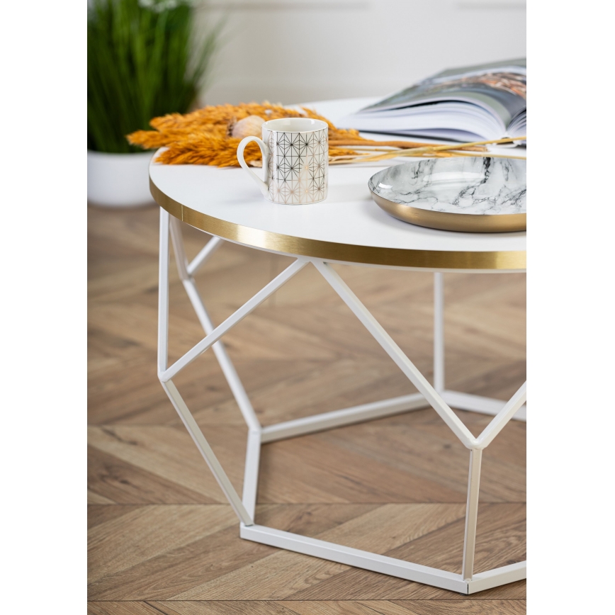 Mesa de centro DIAMOND 40x70 cm dourado/branco