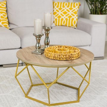 Mesa de centro DIAMOND 40x70 cm dourado/castanho