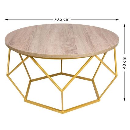 Mesa de centro DIAMOND 40x70 cm dourado/castanho