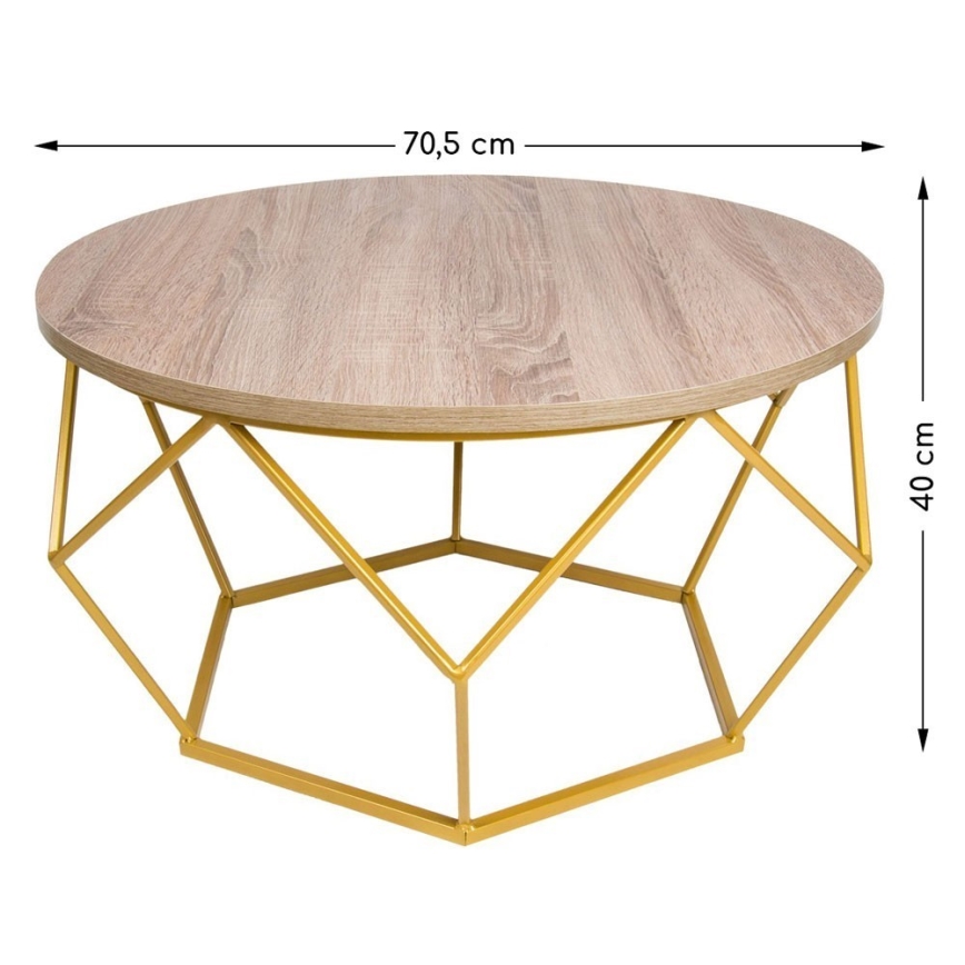 Mesa de centro DIAMOND 40x70 cm dourado/castanho