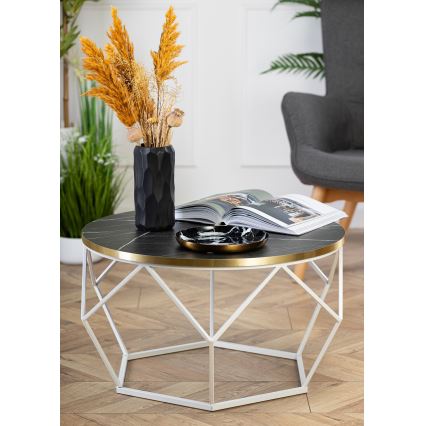 Mesa de centro DIAMOND 40x70 cm dourado/preto/branco