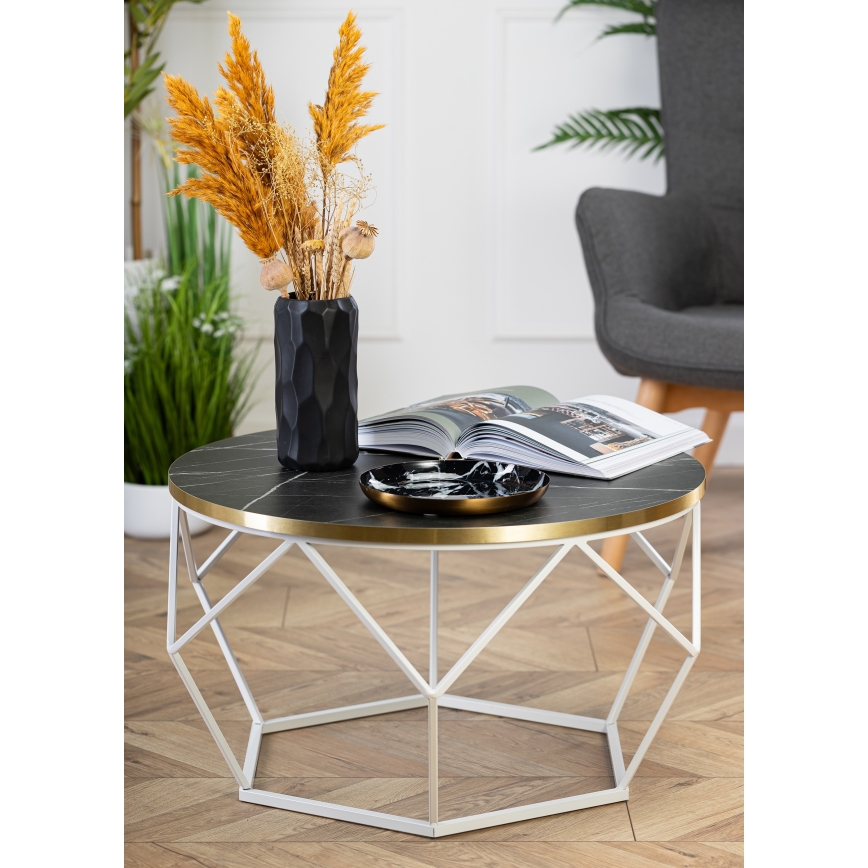 Mesa de centro DIAMOND 40x70 cm dourado/preto/branco