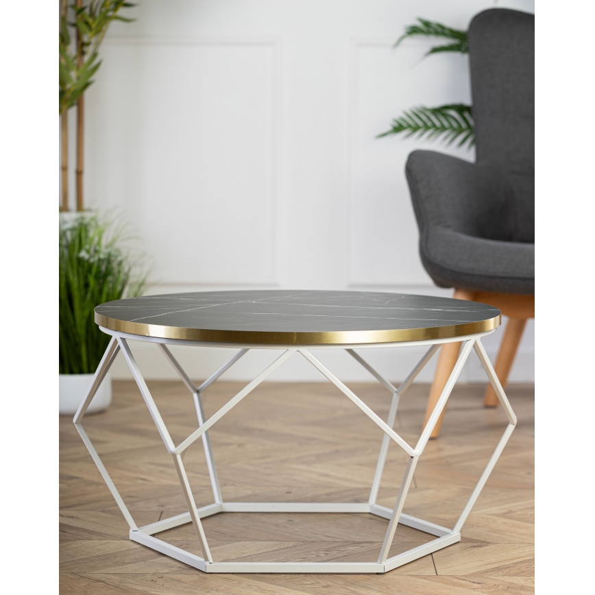 Mesa de centro DIAMOND 40x70 cm dourado/preto/branco