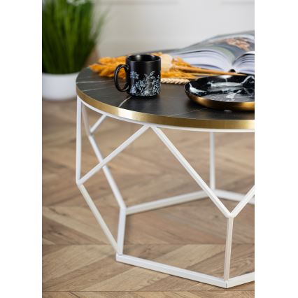 Mesa de centro DIAMOND 40x70 cm dourado/preto/branco