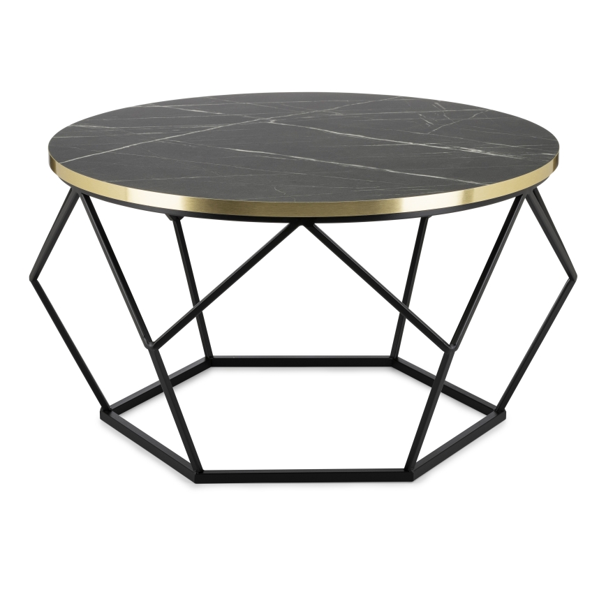 Mesa de centro DIAMOND 40x70 cm preto/dourado