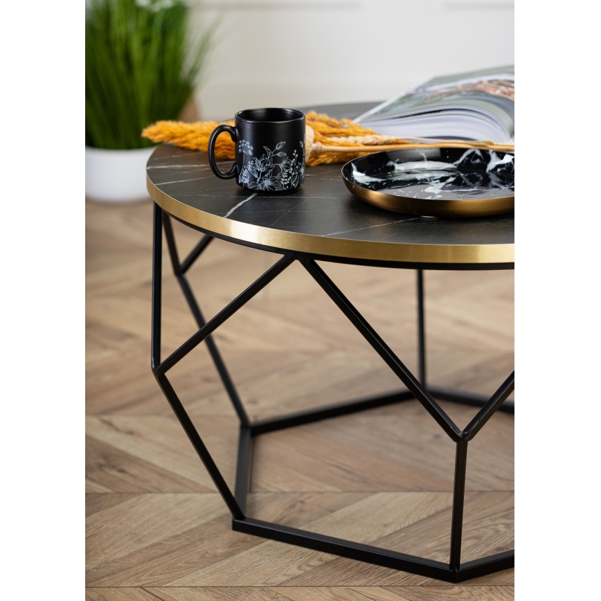 Mesa de centro DIAMOND 40x70 cm preto/dourado