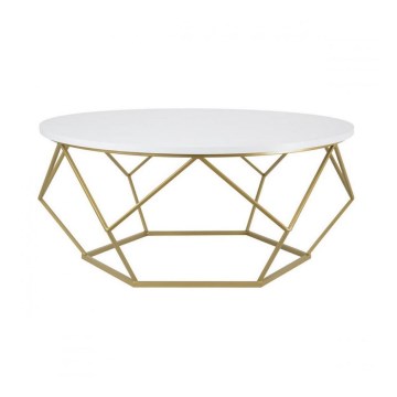Mesa de centro DIAMOND 41,5x90 cm dourado/branco