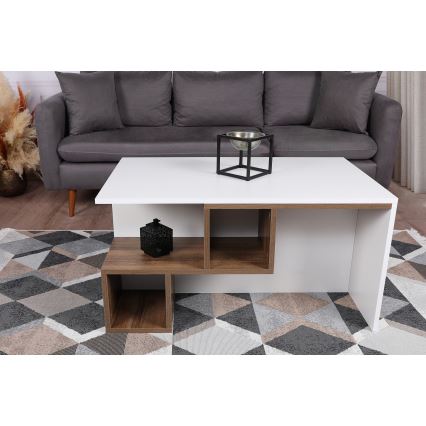 Mesa de centro DILAY 52x100 cm castanho/branco
