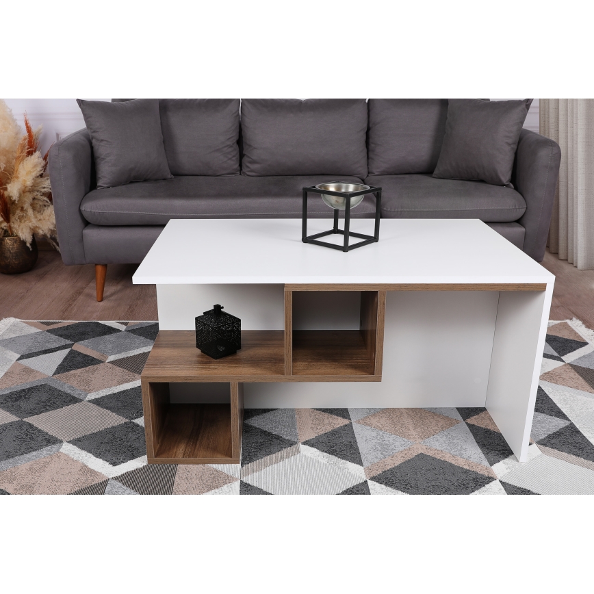 Mesa de centro DILAY 52x100 cm castanho/branco