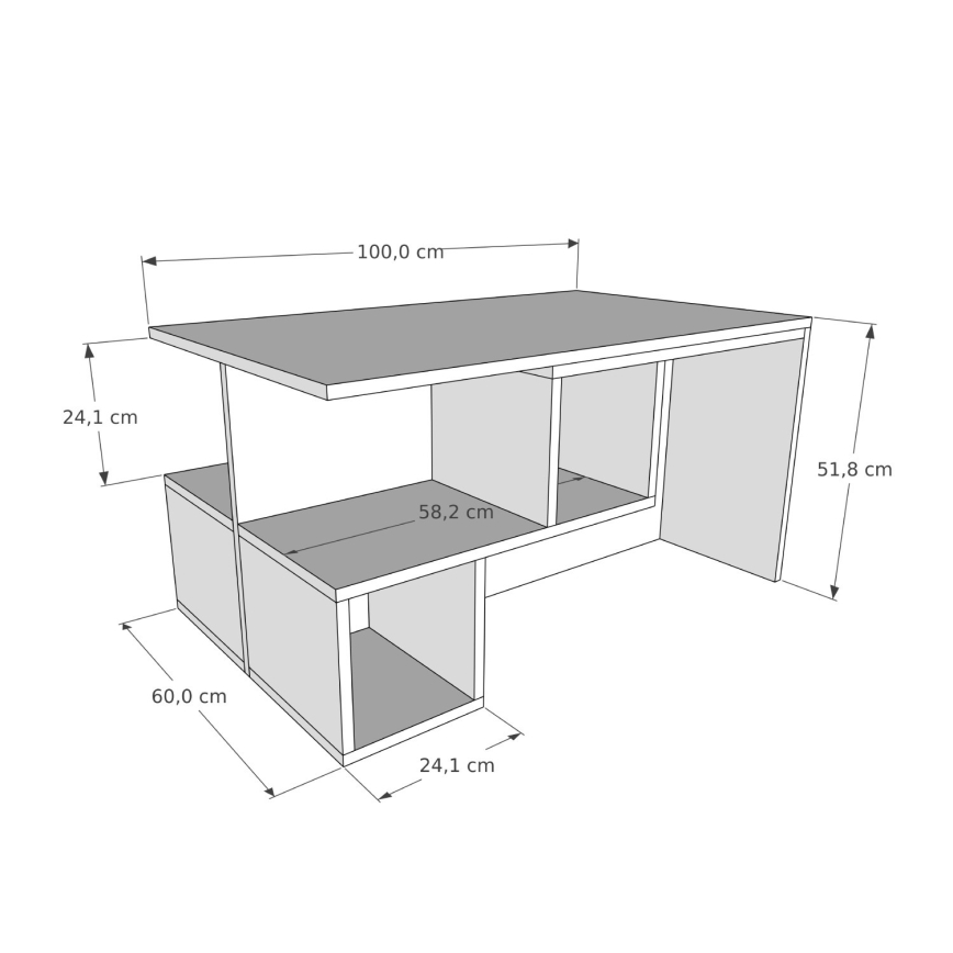 Mesa de centro DILAY 52x100 cm castanho/branco