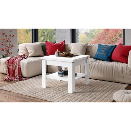 Mesa de centro dobrável com prateleira LIA branco