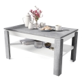 Mesa de centro dobrável com tampo elevatório e prateleira ADEN cinzento/branco
