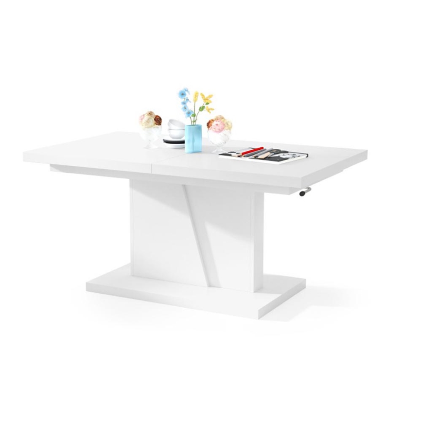 Mesa de centro dobrável com tampo elevatório NINO branco