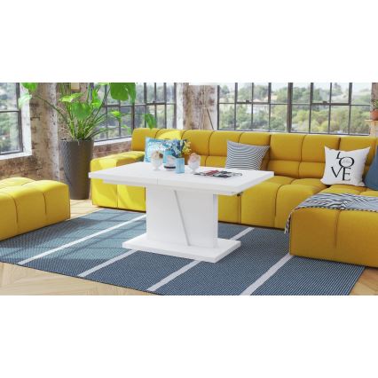 Mesa de centro dobrável com tampo elevatório NINO branco