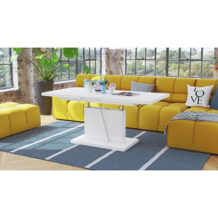 Mesa de centro dobrável com tampo elevatório NINO branco