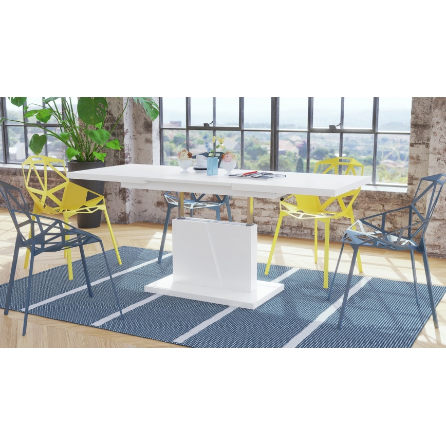Mesa de centro dobrável com tampo elevatório NINO branco