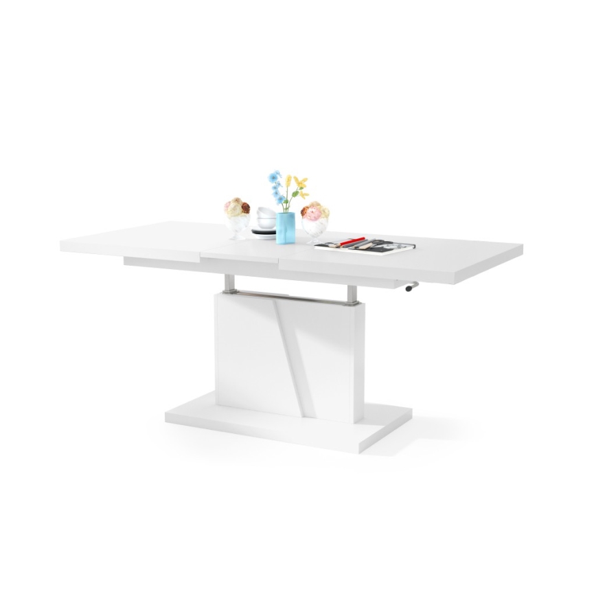 Mesa de centro dobrável com tampo elevatório NINO branco