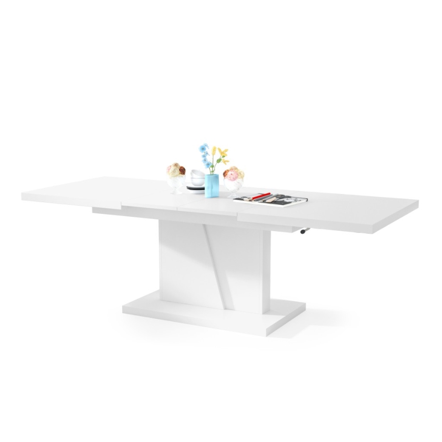 Mesa de centro dobrável com tampo elevatório NINO branco