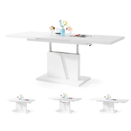 Mesa de centro dobrável com tampo elevatório NINO branco