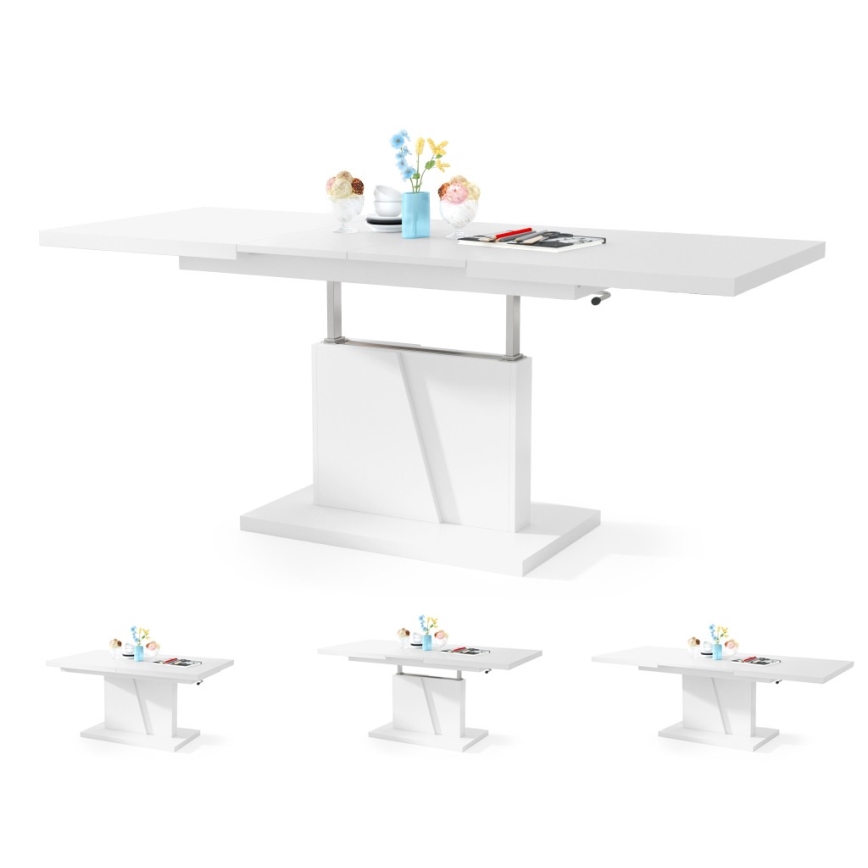 Mesa de centro dobrável com tampo elevatório NINO branco