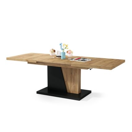 Mesa de centro dobrável com tampo elevatório NINO carvalho/preto