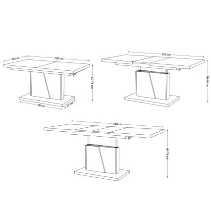Mesa de centro dobrável com tampo elevatório NINO carvalho/preto