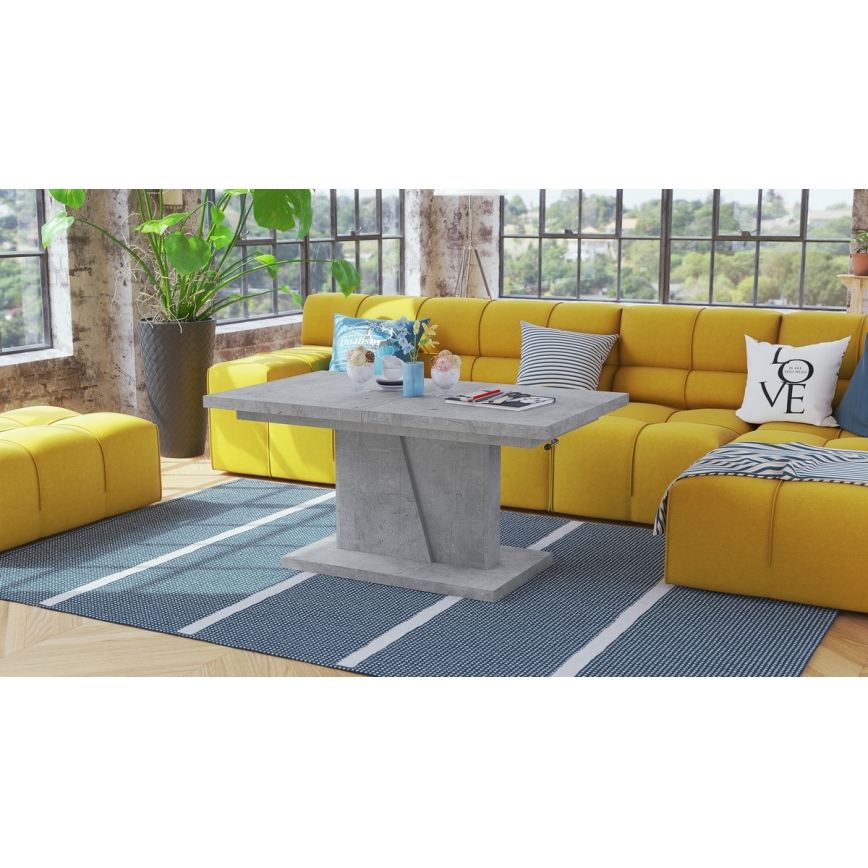 Mesa de centro dobrável com tampo elevatório NINO cinzento