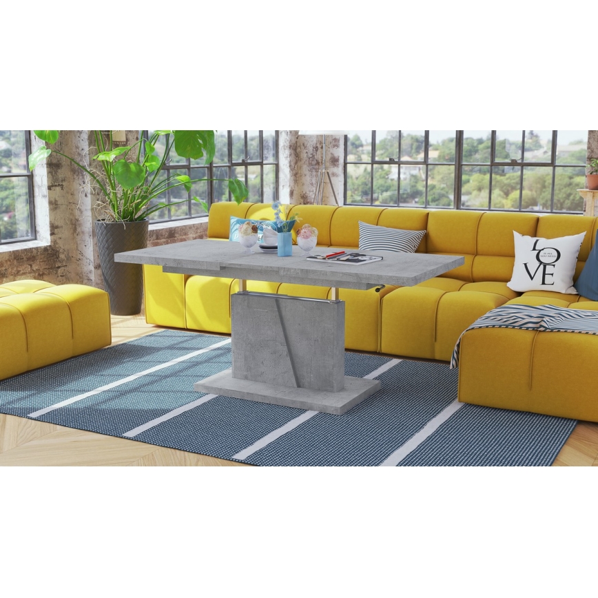 Mesa de centro dobrável com tampo elevatório NINO cinzento