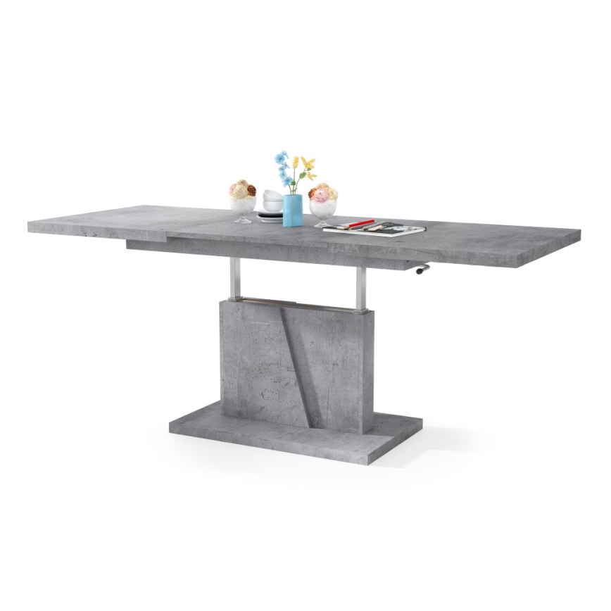 Mesa de centro dobrável com tampo elevatório NINO cinzento