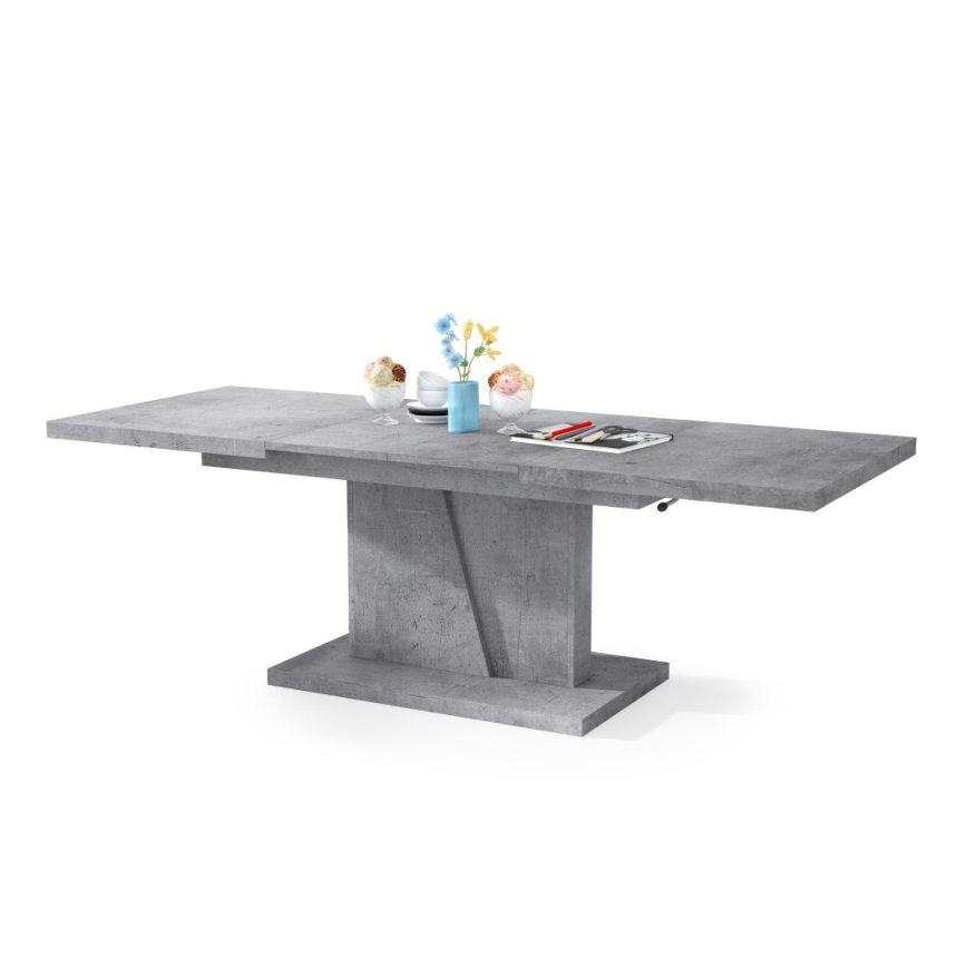 Mesa de centro dobrável com tampo elevatório NINO cinzento