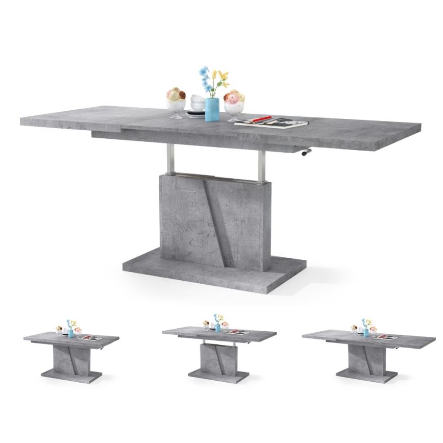 Mesa de centro dobrável com tampo elevatório NINO cinzento