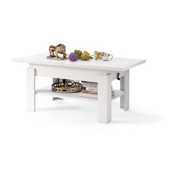 Mesa de centro dobrável com tampo elevatório ROY branco