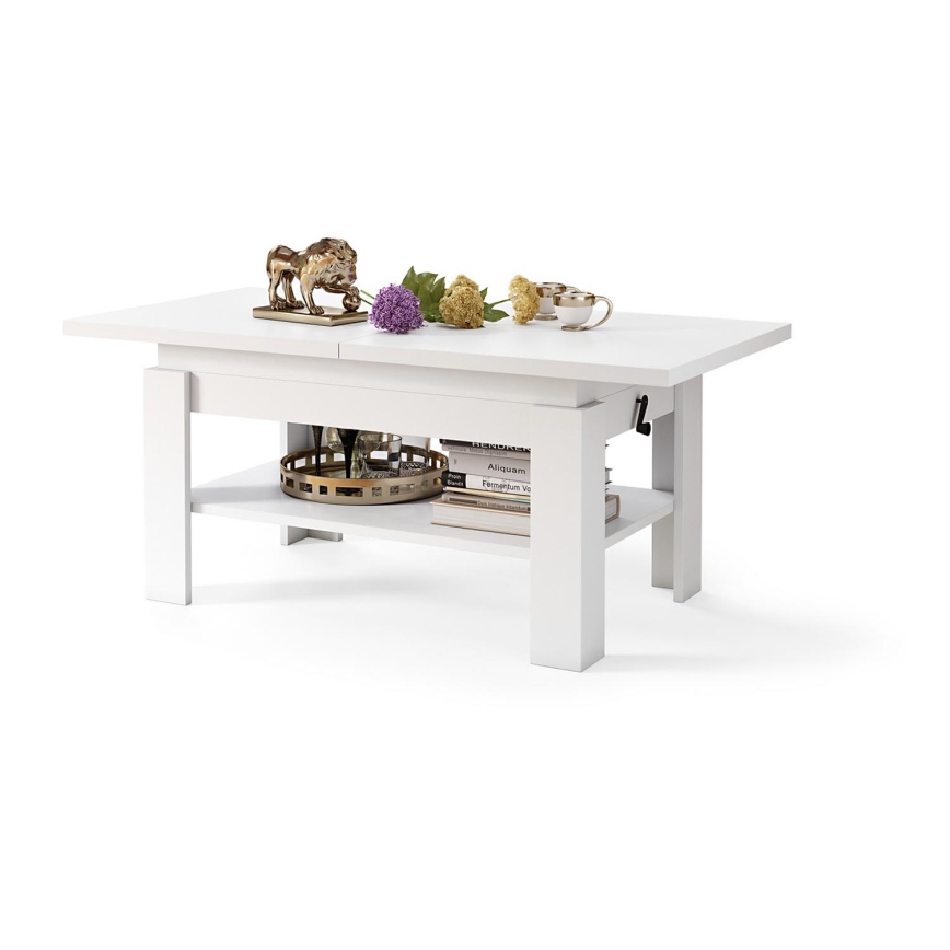 Mesa de centro dobrável com tampo elevatório ROY branco
